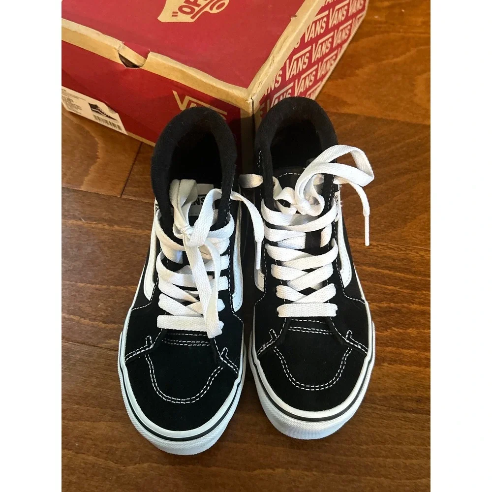 Vans Filmore‎ Hi Kids Shoes Black White Suede Canvas High Top Sneakers Sz 13 NWT